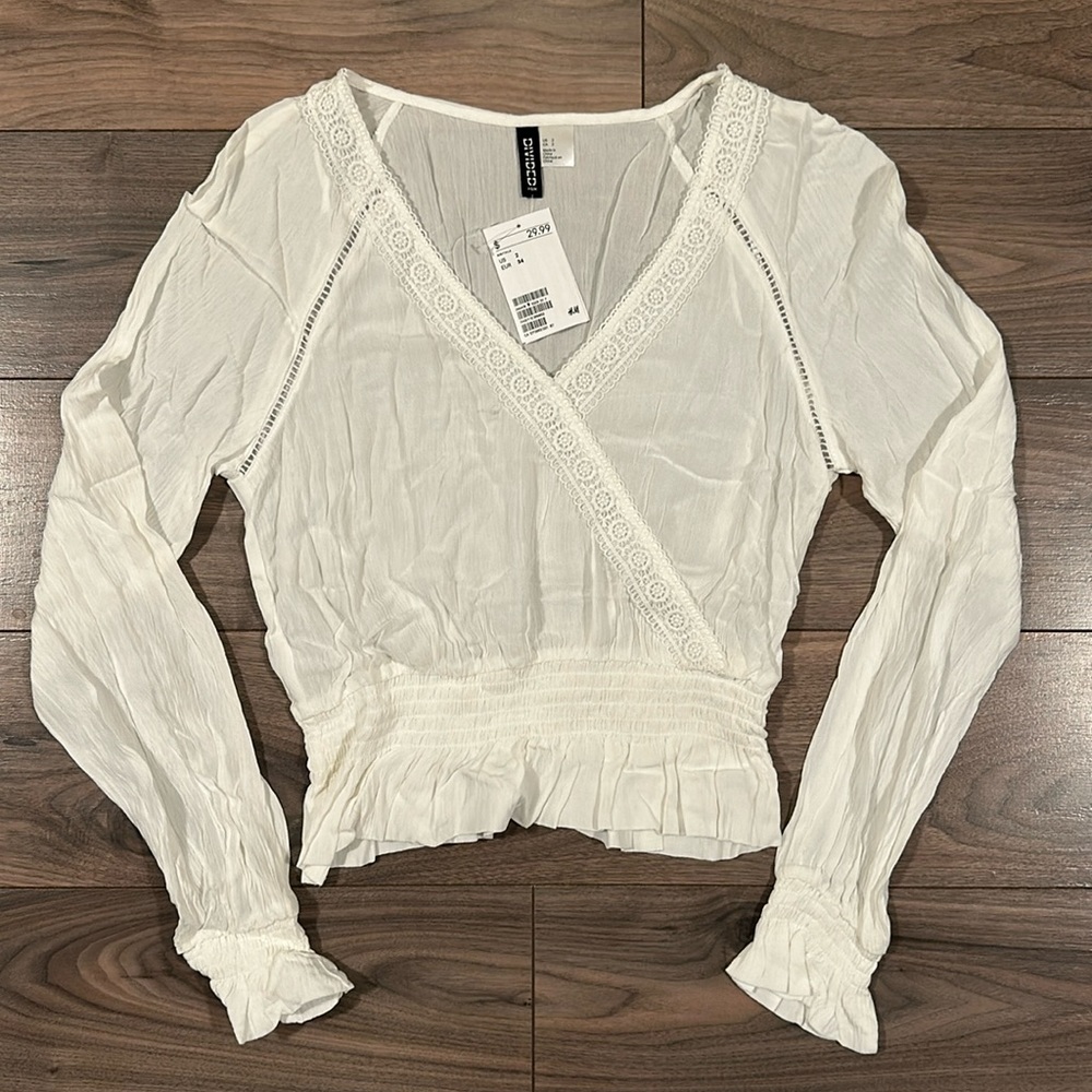 NWT White Flowy Long Sleeve - Size: 2